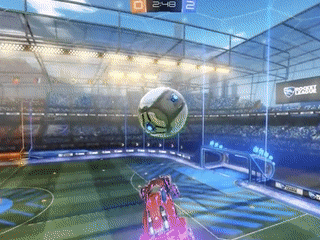 gif of a race car hitting a ball and scoring a goal